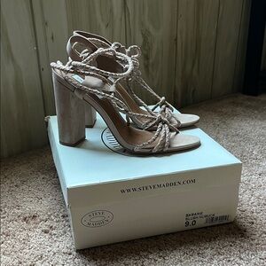 Steve Madden Blush Braided Block Heels Size 9